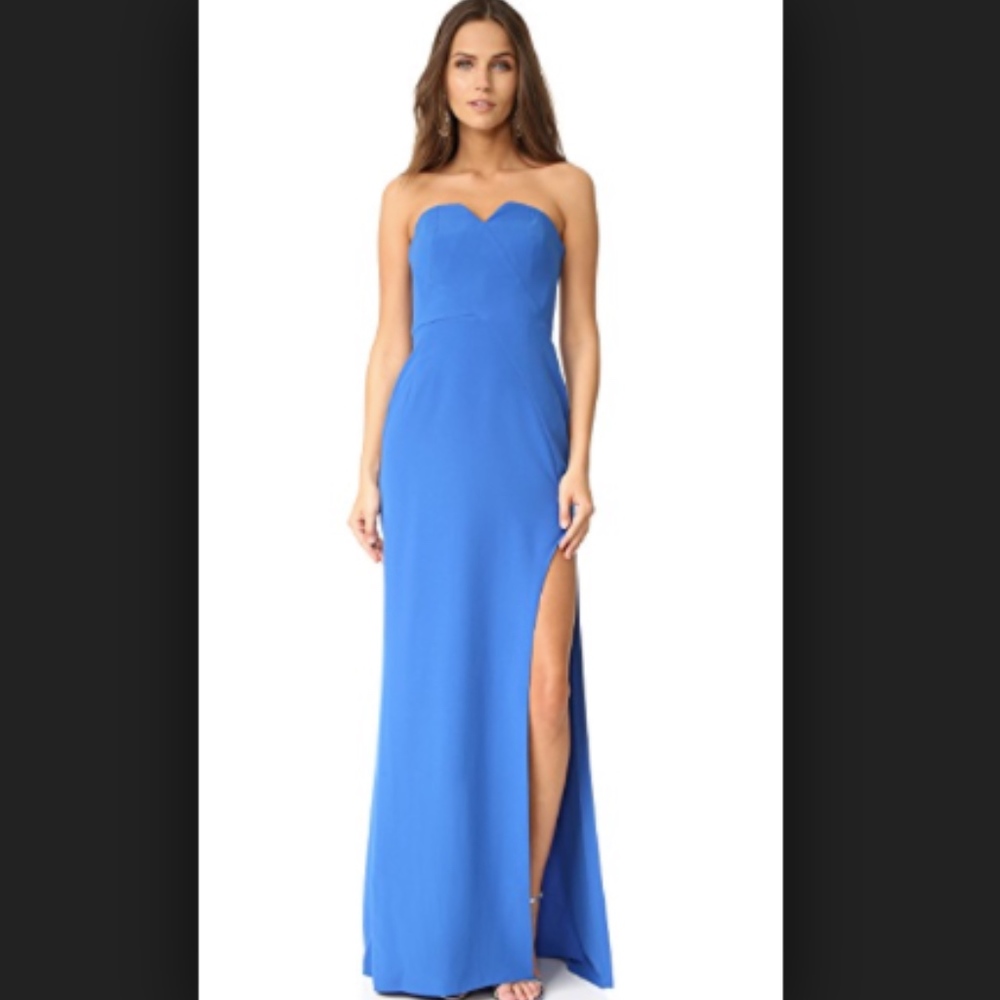 Halston Heritage Lapis Blue Strapless Dress